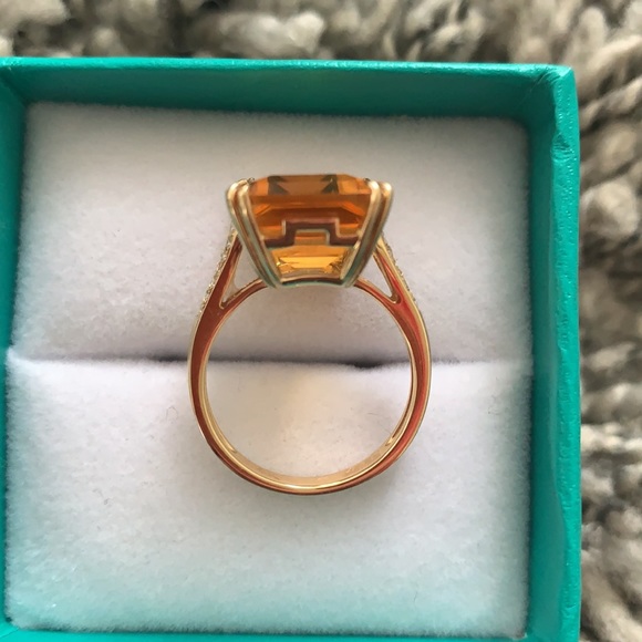 EFFY 14K yellow gold diamond, citrine ring. Size 7 - Picture 3 of 7
